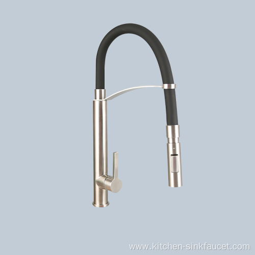 Stainless steel black steel hose type kitchen faucet